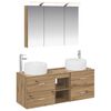 vidaXL Badezimmerm&ouml;bel-Set 4 stk. Artisan-Eiche Ingenieurholz und Glas