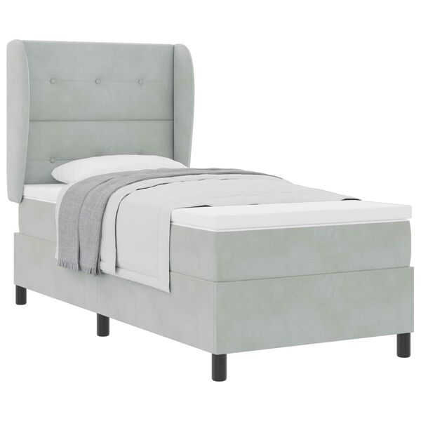 vidaXL Boxspringbett mit Matratze Hellgrau 200 x 80 cm Polyester