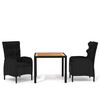 vidaXL 3-tlg. Garten-Essgruppe Poly Rattan Schwarz