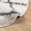 vidaXL Teppich Shaggy Hochflor Modern Creme und Schwarz &Oslash; 240 cm