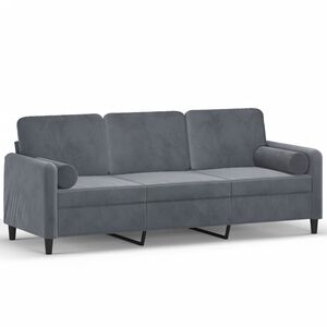 vidaXL 3-Sitzer-Sofa mit Zierkissen Dunkelgrau 180 cm Samt