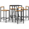 vidaXL 5-tlg. Gartenbar-Set Schwarz Poly Rattan & Massivholz Akazie