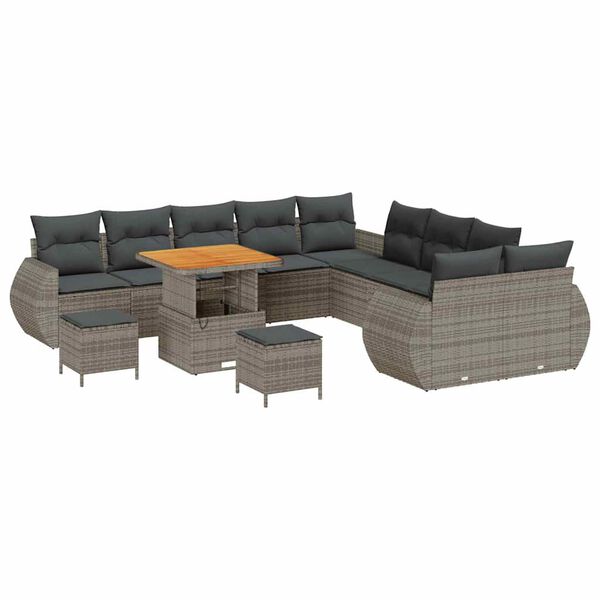 vidaXL Gartensofa-set 13 pcs Grau Poly-Rattan