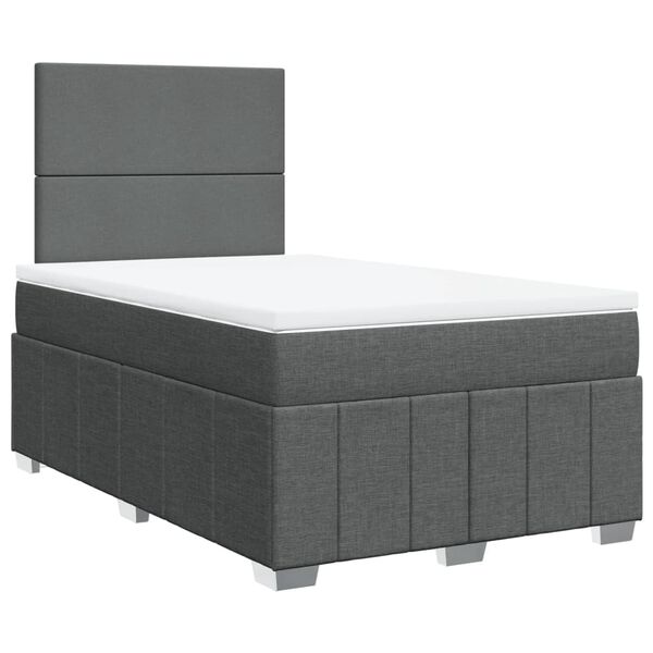 vidaXL Boxspringbett mit Matratze Dunkelgrau 120x200 cm Stoff