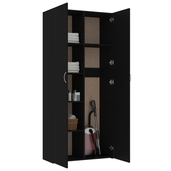 vidaXL Lagerschrank Schwarz 80x35,5x180 cm Holzwerkstoff