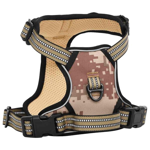 vidaXL Hundegeschirr Reflektierend Verstellbar Camouflage Braun M