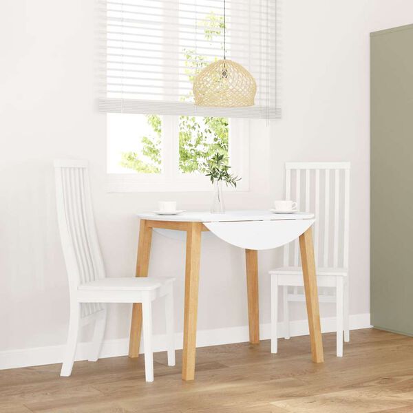vidaXL Esszimmerstühle 2 Stk. Weiß Massivholz Gummibaum