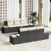 vidaXL Garten-Sofa-Set mit Kissen 7 pcs Schwarz Poly Rattan