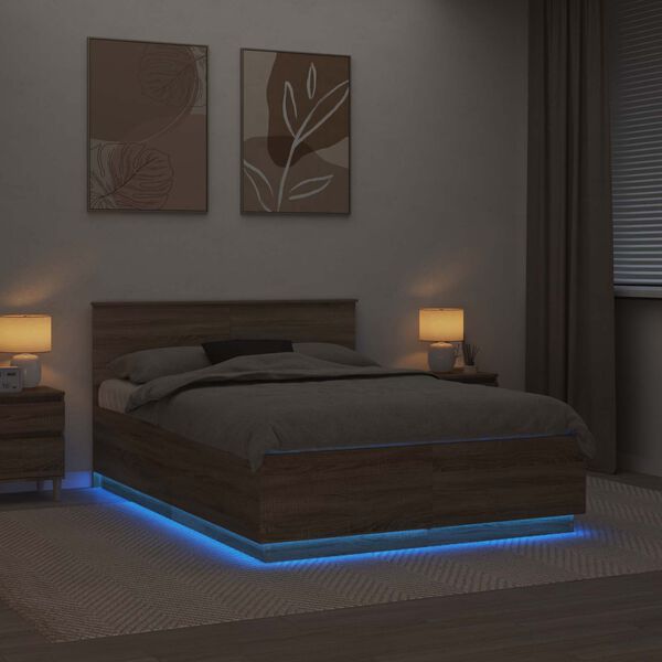 vidaXL Bettrahmen mit Kopfteil Sonoma-Eiche 150 x 200 cm Holzwerkstoff