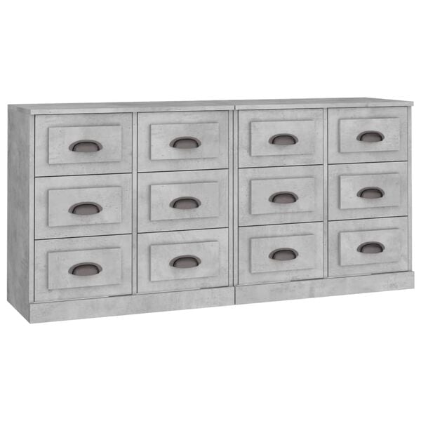 vidaXL Sideboards 2 Stk. Betongrau Holzwerkstoff