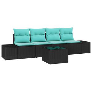vidaXL Sofa Set 5 stk. Schwarz [Synthetisch]: Poly Rattan