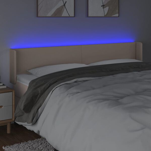 vidaXL LED Kopfteil Cappuccino-Braun 163x16x78/88 cm Kunstleder