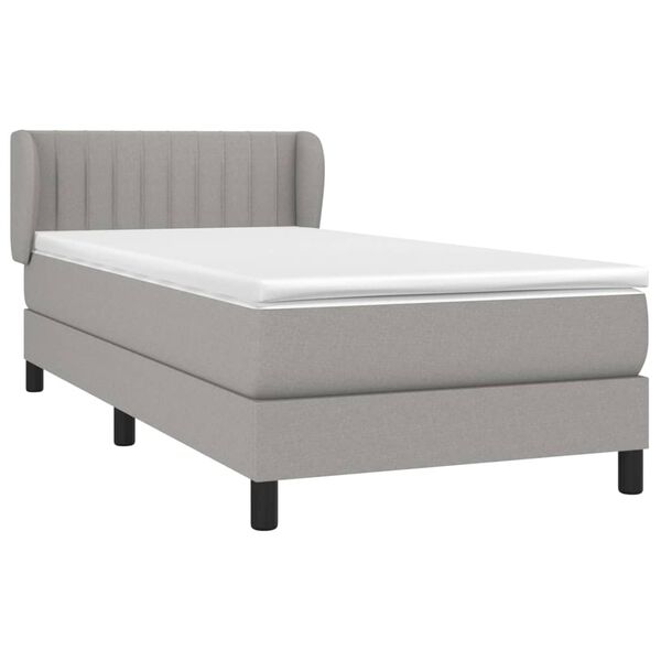 vidaXL Boxspringbett mit Matratze Hellgrau 100x200 cm Stoff