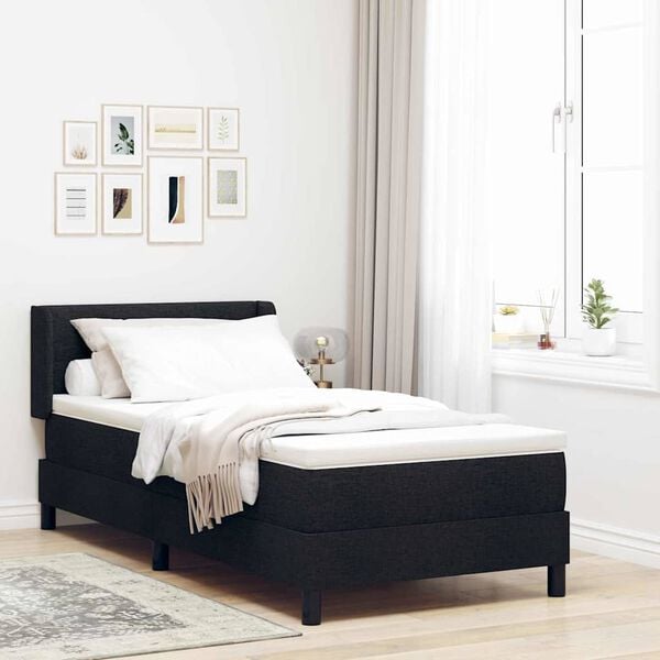 vidaXL Boxspringbett mit Matratze Schwarz 200 x 100 cm Polyester