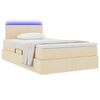 vidaXL Bett mit Stauraum und LED mit Matratze Creme 120 x 200 cm Stoff