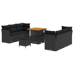 vidaXL Garten-Sofa-Set 9 pcs Schwarz Poly-Rattan