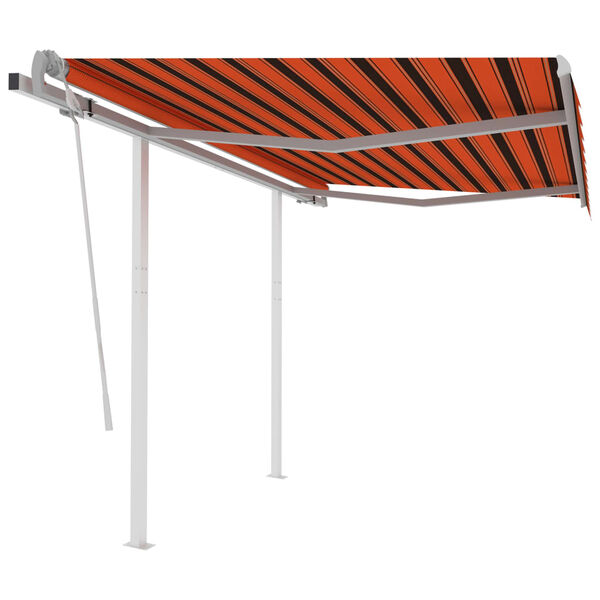 vidaXL Markise Manuell Einziehbar mit Pfosten 3,5x2,5 m Orange & Braun