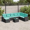 vidaXL 8-tlg. Garten-Sofagarnitur mit Kissen Schwarz Poly Rattan