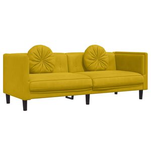 vidaXL Sofa mit Kissen 3-Sitzer Gelb Samt
