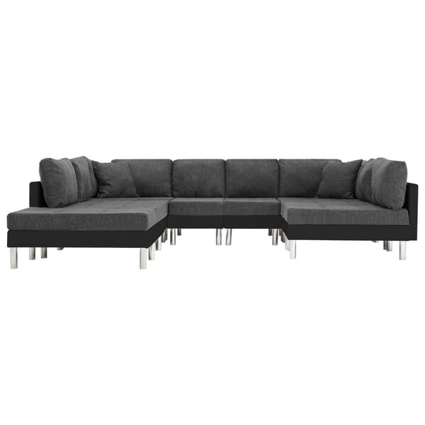 vidaXL Modulares Sofa Kunstleder Schwarz