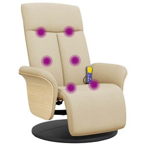 vidaXL Massagesessel mit Fu&szlig;teil Creme Stoff