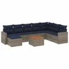 vidaXL 9-teiliges Gartensofa-Set mit Kissen, grau, Polyrattan