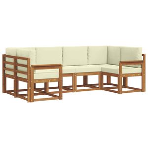vidaXL Outdoor-Sofagarnitur mit Kissen 6 pcs Natur und Creme
