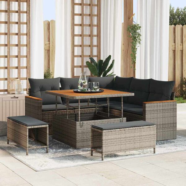 vidaXL Gartensofa-set 8 pcs Grau Poly-Rattan