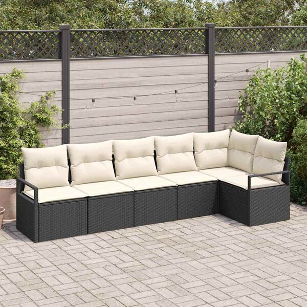 vidaXL Sofa Set 6 pcs Schwarz Poly-Rattan