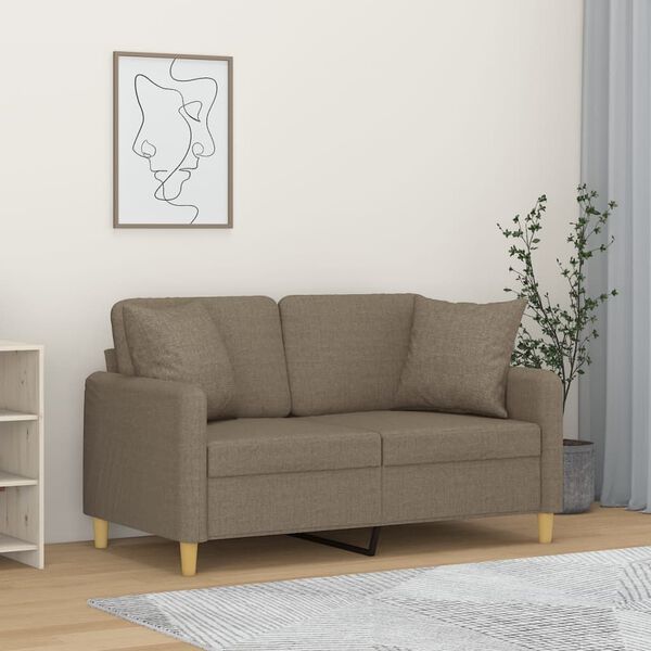 vidaXL 2-Sitzer-Sofa mit Kissen Taupe 120 cm Stoff