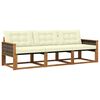 vidaXL Outdoor-Sofagarnitur mit Kissen 3 pcs Natur und Creme