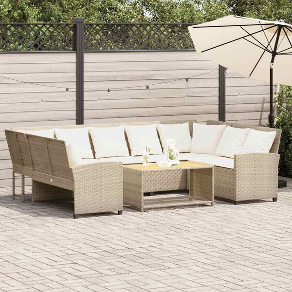 vidaXL Gartensofa mit Kissen Beige Poly Rattan
