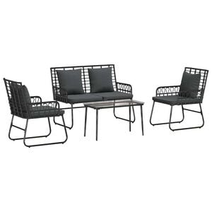 vidaXL Gartenm&ouml;bel Set 4 pcs Schwarz und Anthrazit Poly-Rattan
