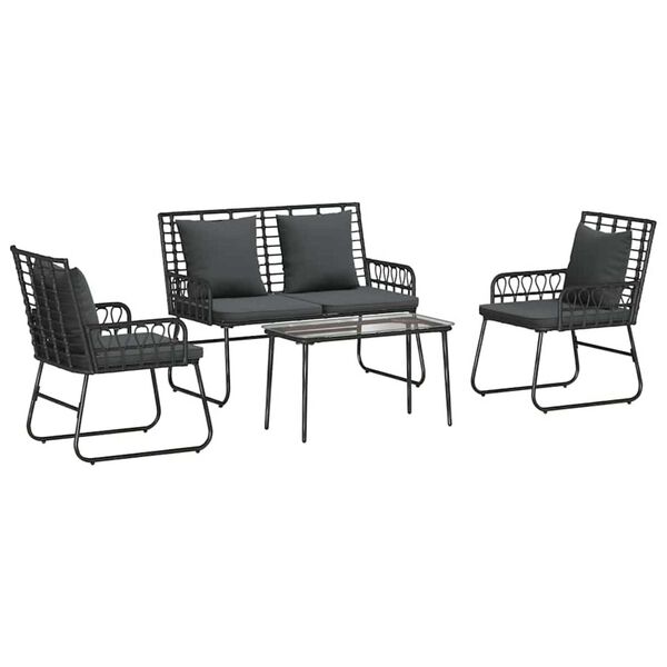 vidaXL Gartenm&ouml;bel Set 4 pcs Schwarz und Anthrazit Poly-Rattan