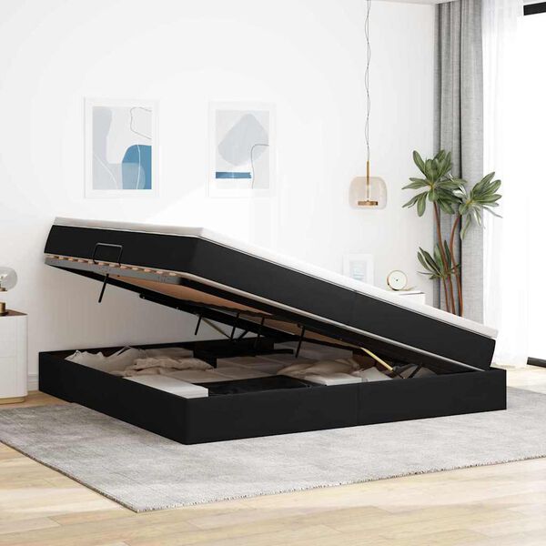 vidaXL Aufbewahrungsbett mit Matratze Schwarz 200 x 200 cm Samt