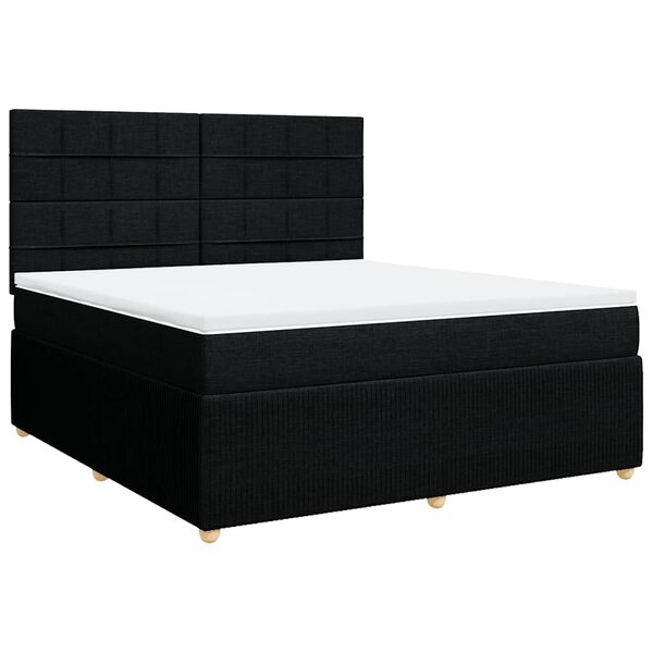 vidaXL Boxspringbett mit Matratze Schwarz 180x200 cm Stoff