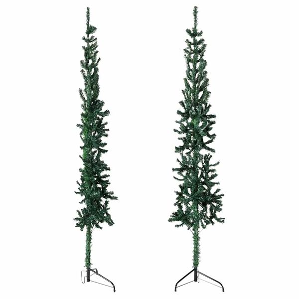 vidaXL Künstlicher Halb-Weihnachtsbaum mit Ständer Schlank Grün 210 cm