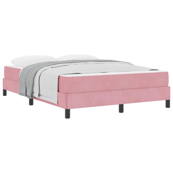 vidaXL Boxspringbett mit Matratze Rosa 140 x 220 cm Stoff