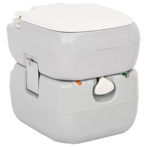 vidaXL Camping-Toilette Tragbar Grau und Wei&szlig; 22+12 L HDPE