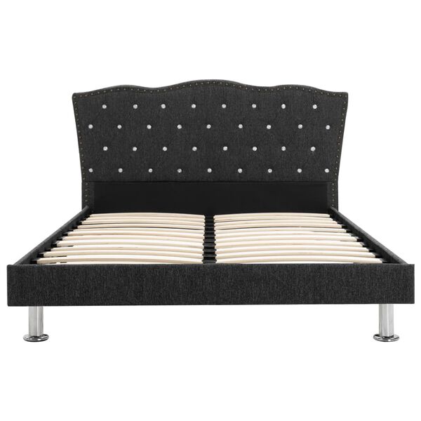 vidaXL Bett mit Matratze Dunkelgrau Stoff 140 x 200 cm