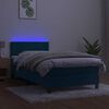 vidaXL Boxspringbett mit Matratze & LED Dunkelblau 90x200 cm Samt