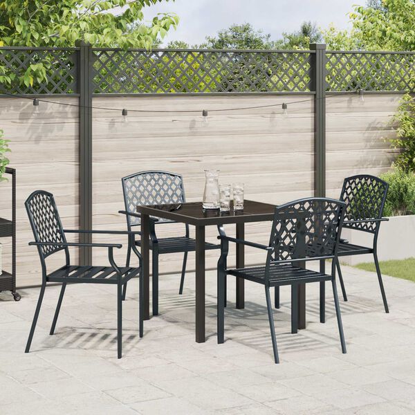 vidaXL Garten Essgruppe 5 pcs Anthrazit Pulverbeschichteter Stahl