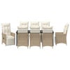 vidaXL Garten Essgruppe mit Kissen 9 pcs Beige Poly-Rattan