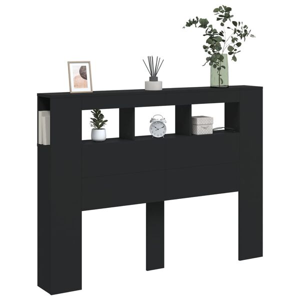 vidaXL LED-Kopfteil Schwarz 140x18,5x103,5 cm Holzwerkstoff