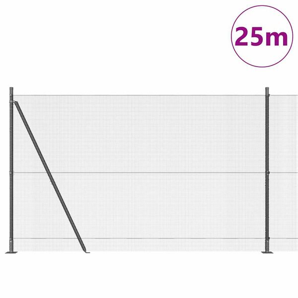 vidaXL Zaunpfosten Grau 25 x 1,4 m (12 x 12 mm Netz) Stahl und PVC
