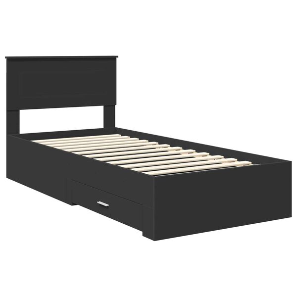 vidaXL Bettrahmen Schwarz und Silber 75 x 190 cm Holzwerkstoff