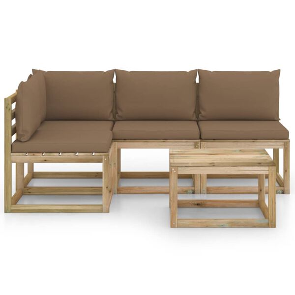 vidaXL 5-tlg. Garten-Lounge-Set mit Taupe Kissen
