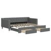 vidaXL Tagesbett Ausziehbar mit Schubladen Dunkelgrau 90x190 cm Stoff
