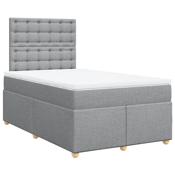 vidaXL Boxspringbett mit Matratze Hellgrau 120x190 cm Stoff