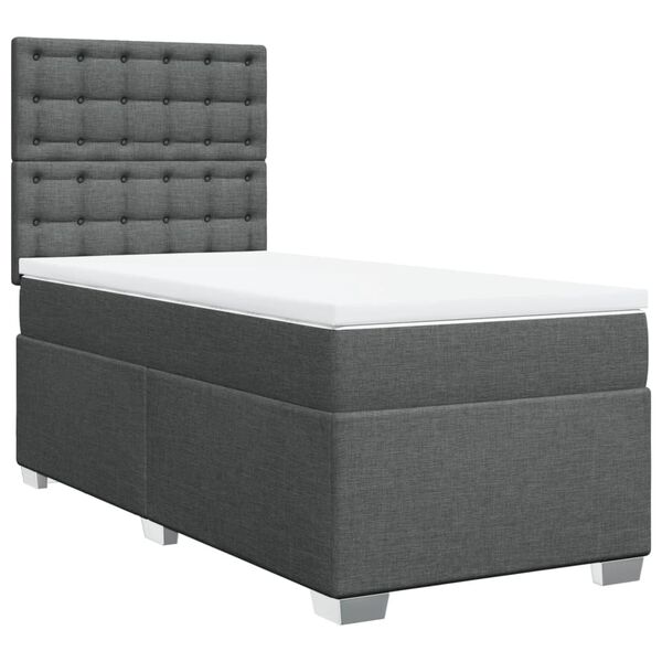 vidaXL Boxspringbett mit Matratze Dunkelgrau 90x190 cm Stoff